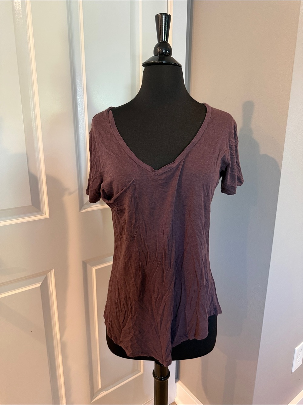 Z Supply Plum V-Neck Short Sleeve Tee - Deep Plum